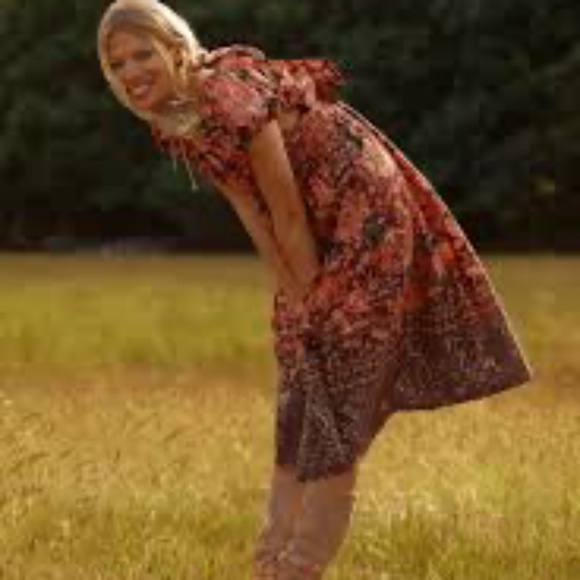 HOST PICK: Brand New BY ANTHROPOLOGIE PRINTED V-NECK BABYDOLL DRESS - Picture 2 of 12